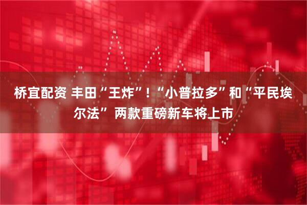 桥宜配资 丰田“王炸”! “小普拉多”和“平民埃尔法” 两款重磅新车将上市